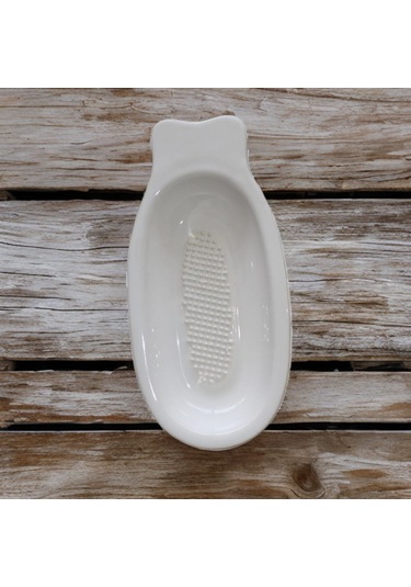 Porselen Kayık Figürlü Bebek Mama Püre Yapıcı Elma Rendesi Sebze Meyve Püre Yapıcı Beyaz