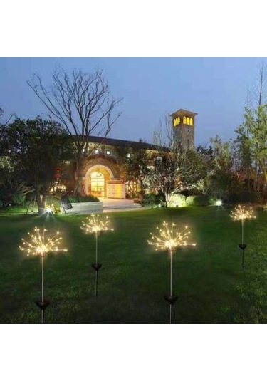 Ebitda Güneş Enerjili Led Park Işıkları - Yuvarlak 2 Modlu Beyaz Işık - Dış Mekan Manzara Noktaları Işıkları