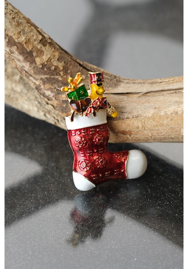 Çildan Womens Yılbaşı Koleksiyonu Yılbaşı Hediye Çizmesi Broş