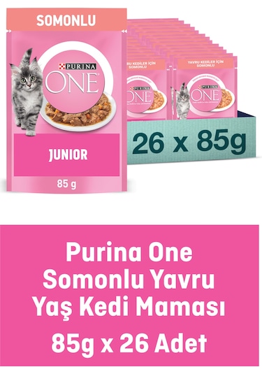 Purına One Junior Somonlu Yaş Yavru Kedi Maması 26x85g