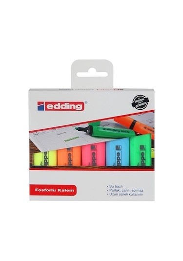 Edding Fosforlu Kalem E-344 5 Li Paket Çok Renkli