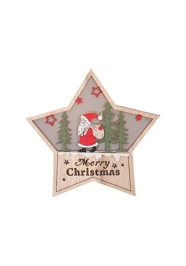 Noel Ateşi Güneşli Ahşap Dekoratif Figür: Baba Noel Ve Geyik, Ev Isınması Için Işıklı Dekor, Çocuk Hediyesi