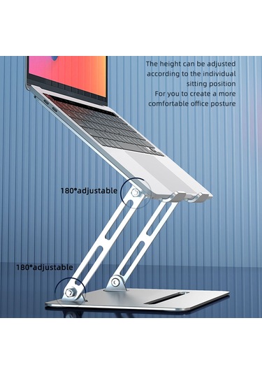 L307 Taşınabilir Dizüstü Bilgisayar Standı Yüksekliği Ayarlanabilir Soğutma Tasarımlı Metal Masaüstü Tutucu Gri