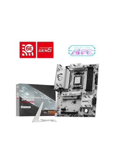 Msı B850 Gamıng Plus Wıfı6e Am5 Ddr5 8200 Oc Mhz Atx Gaming Aaaa11msı0033
