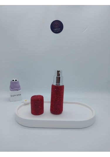 Parıldayan Elmas İşlemeli Mini Doldurulabilir Parfüm Şişesi 10 Ml Kırmızı Hacim 10 Ml