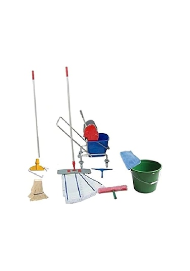 Safell Tek Kovalı Krom Temizlik Arabası - Paspas Arabası Full Set