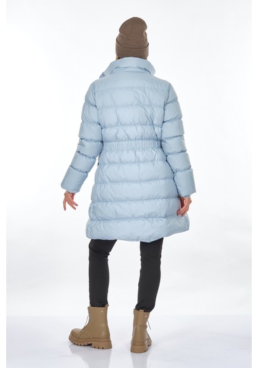 Perspective Kapüşonlu Mavi Kadın Mont 22270550 001