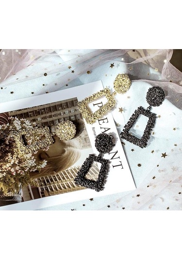 Abartılı Ovma Geometrik Küpe Trapez Uzun Metal Küpe Gümüş