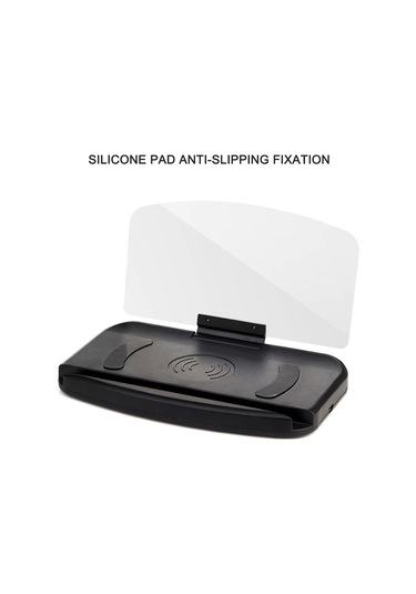 Maiyame Siyah Kablosuz Şarjlı Araç Telefon Tutucu - 180 Derece Açı Ayarlı, Transparan Hud Navigasyon Projektörü, Anti Kayma Ve Saçma Gösterge Paneli