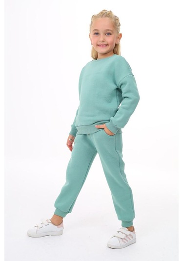 Üç İplik Cepli Bisiklet Yaka Alt Üst Takım Mint