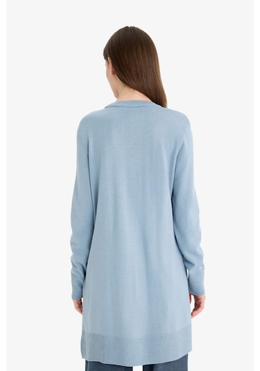 Defacto Regular Fit Bisiklet Yaka Yırtmaçlı Basic Düz Uzun Kollu Tunik H3431az25wnbe174 Mavi