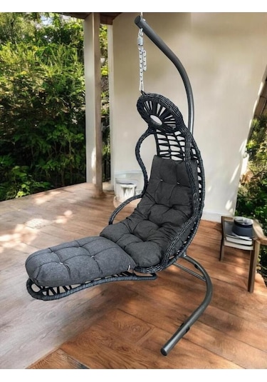 Elit Bahçe Ve Balkon Salıncağı Tek Kişilik Antrasit Antrasit
