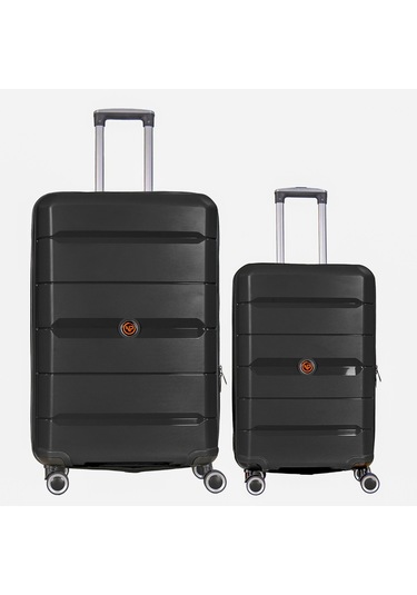 Npo Diamond Pp Polipropilen Büyük Ve Küçük Boy 2'li Kırılmaz Valiz Seti-siyah Siyah