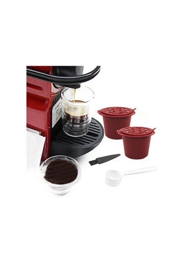 Suntek Cafe Bar Style A Red Için Kaşık Coffeeware Ile Yeniden Kullanılabilir Kahve Kapsülleri