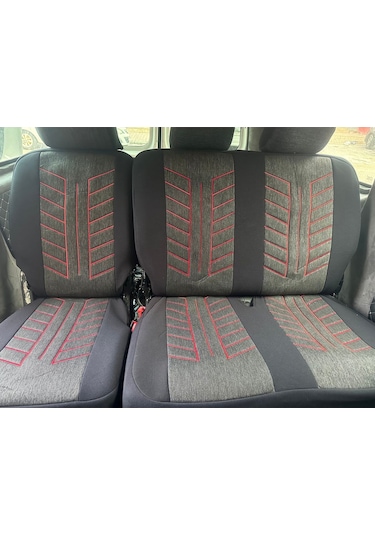 Argalı Fiat Doblo Araca Uygun Oto Koltuk Kılıfı Üniversal Keten Ve Suni Deri Cepli Oto Koltuk Kılıf Kırmızı