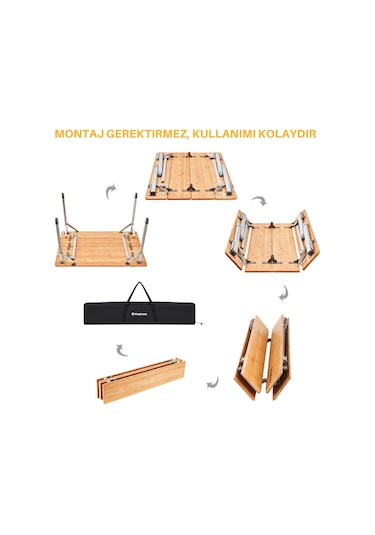 Kingcamp Bamboo Plus L 100x65 Bambu Kamp Masası Gri