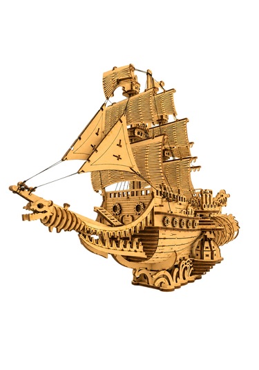 Ejderha Gemisi Ahşap Maket Seti Dıy 3d Puzzle Yelkenli Gemi Koleksiyoner Modeli 823 Parça