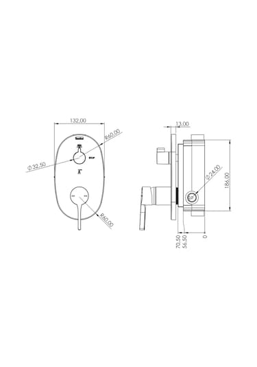Teska Oval İki Yönlü Banyo Batarya Gövdesi-krom Krom