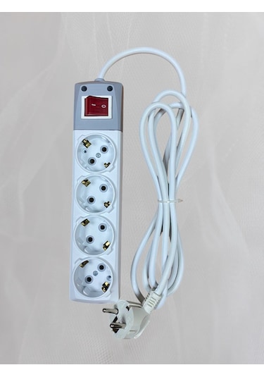 De-pa 4'lü Anahtarlı Grup Priz 3 Metre