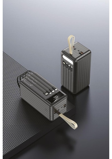 1080 80000mah Ledli 4 Çıkışlı Taşınabilir Hızlı Şarj Dijital Göstergeli Powerbank Siyah