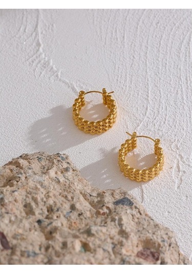 Novahub Altın Geometrik Paslanmaz Çelik Boncuk Küpe Kadınlar İçin Yepyeni Altın