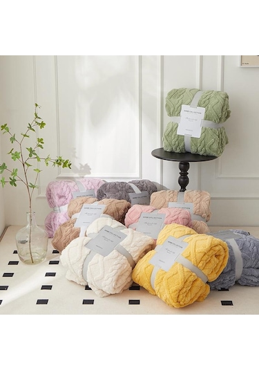 Yeşil Mercan Polar Basit Battaniye İskandinav Tarzı Çiçek Gazlı Bez Klima Yorgan Yumuşak Nefes Wrap Battaniye Yatak Örtüsü Ekose 100 150cm
