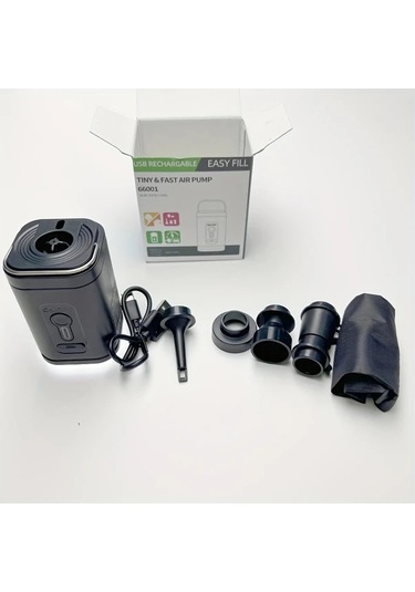 Boatshop1 Outdoor Kamp Elektrikli Şişirici Pompa Vakumlu Kompresyon Torbaları Hava Yatağı Kanepe Minderleri 5 Uçlu 1200mah 30w Siyah