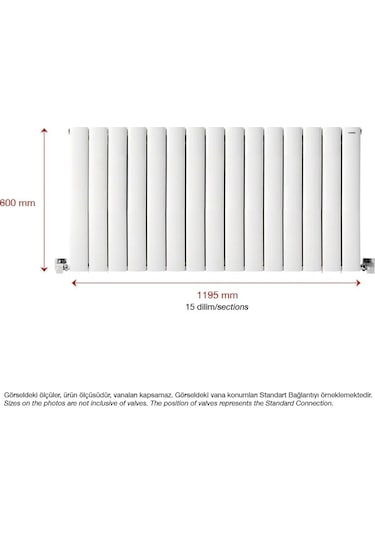 600mm x 1195mm Lilac Yüksek Isı Kapasiteli Dekoratif Yatay Beyaz Alüminyum Radyatör