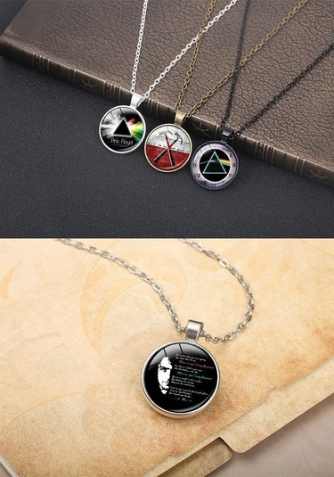 7nota Pf4 Pink Floyd Kolye Siyah Zincir Ve Çerçeveli Siyah