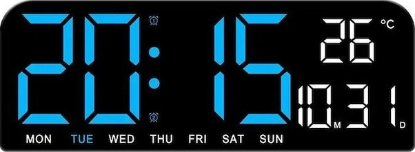 Yaleker Yeşil Led Dijital Alarm Saat - 9 İnç, Sıcaklık/tarih/hafta Günü Gösterimi, Işık Hassasiyeti, 12/24 Saat Formatı, Ev/ofis Kullanıma Uygun Yeşil