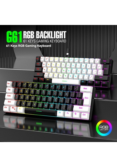 Yunboo 61 Tuşlu Rgb Aydınlatmalı Oyun Klavyesi - Kompakt Tasarım, Usb-c Bağlantı, Ergonomik