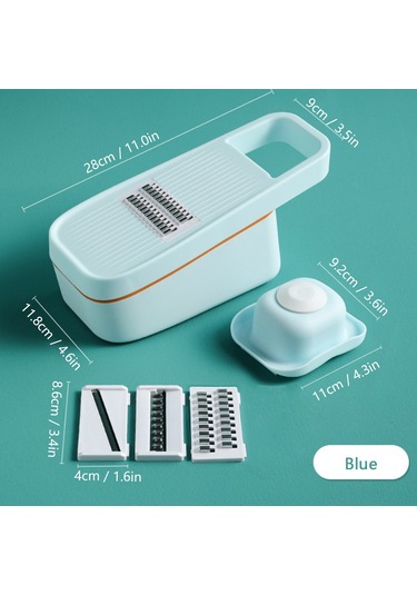 Padalink Mutfakta Kullanım İçin 3-1 Multifonksiyonel Sebze Dilimleyici: Dilimleme, Süzme Ve Saklama - Mavi Mavi