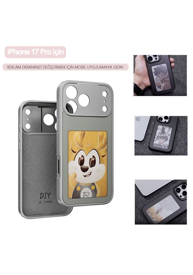 İphone 17 Pro Dört Renkli E-mürekkep Ekran Telefon Kılıfı - Gri Gri