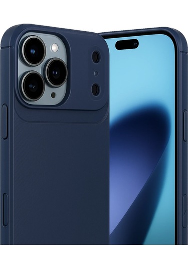 İphone Uyumlu 17 Pro Kılıf Focus Carbon Silikon Kapak Lacivert