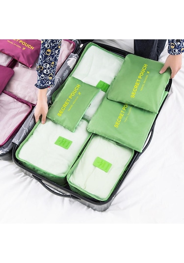 Pembe 6 Adet Set Seyahat Bavul Organizatör Çanta Bagaj Ambalaj Küpleri Seyahat Organizatör Depolama Ayakkabı Elbise Bagaj Organizatör Çanta Pembe