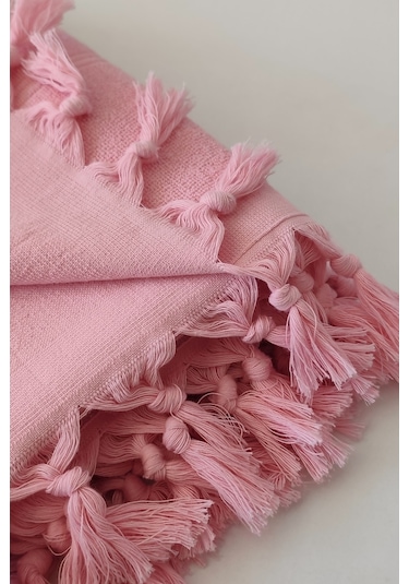 %100 Pamuk Havlu Peştemal 90x170cm - Plaj & Havuz Havlusu Pembe Pembe