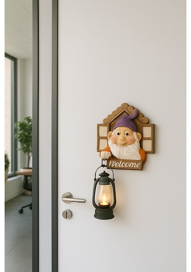 Fenerli Welcome Cücesi Dekoratif Kapı Ve Duvar Süsü Mor