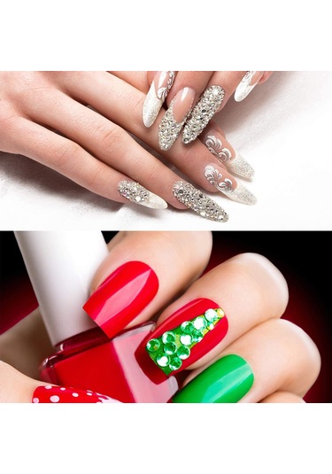 Yifomall Profesyonel Tırnak Dekor Seti - 9 Kutu Simli Aksesuar + 2 Fırça + 1 Cımbız İle Mükemmel Tasarımlar