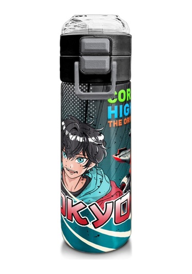 Coral High 500 Ml Gri Nefti Anime Motorsiklet Desenli - Erkek Çocuk Paslanmaz Çelik Okul Termosu/suluk/matara Çok Renkli
