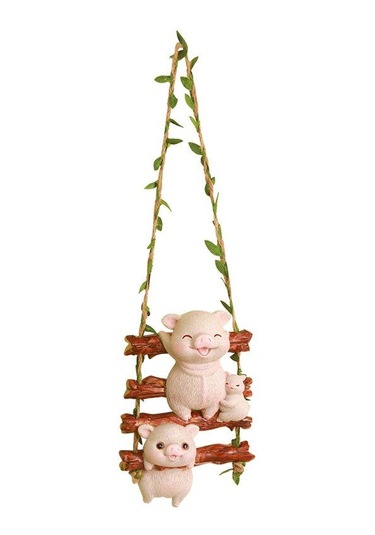 Suntek Asılı Halatlı Domuz Heykelciği Bahçe İç Mekan