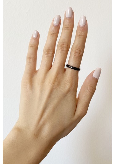 3mm İnce Bombeli Parlak Erkek Kadın Unisex Çelik Alyans Yüzük Cl27 Siyah