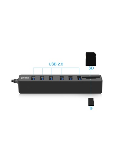 Skycity Usb 2.0 8 Port Hub İle Sd/tf Kart Okuyucu Kombinasyonu - Taşınabilir, Plug & Play, 480 Mbps Hızlı Veri Transferi Beyaz