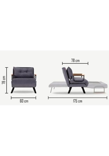 Pafu Sando Tekli Katlanır Yataklı Koltuk Keten Gri