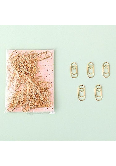 50 Adet/torba Metal Mini Kalp Gül Altın Ataş Yer Işareti Planlayıcısı Okul Ofis Kırtasiye