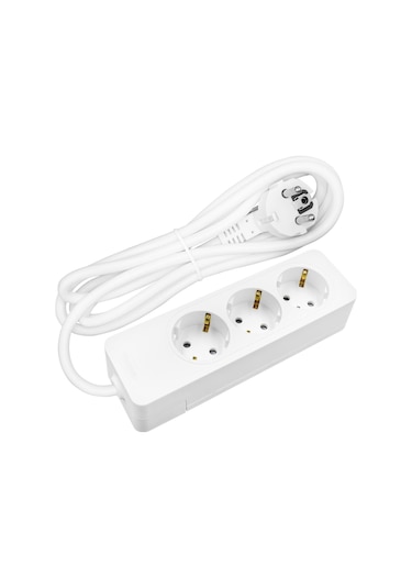 Seldur Grup Priz 3'lü Topraklı 2 Metre Beyaz 2 M