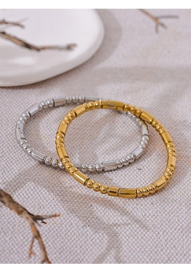 Novahub Gümüş Boncuk Bilezik, Su Geçirmez, 57mm Paslanmaz Çelik, Kadın Bileklik, Yeni Gümüş Model, Yüksek Kalite/ Gümüş