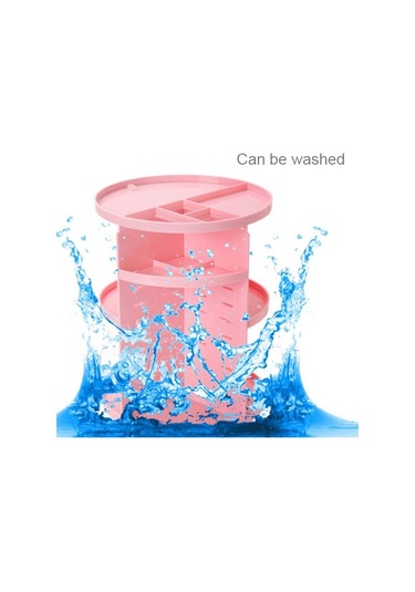 Sones 360 Derece Dönebilen Fonksiyonel Kozmetik Kabı Makyaj Düzenleyici Çevre Dostu Saklama Kutusu, Boyut: 23 X 31 Cm Pembe