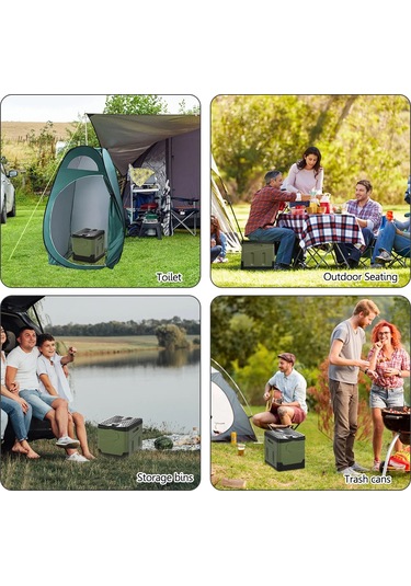 Kamp Araba Çadırı Katlanır Tuvalet Ve 1 Rulo Çöp Torbaları Siyah