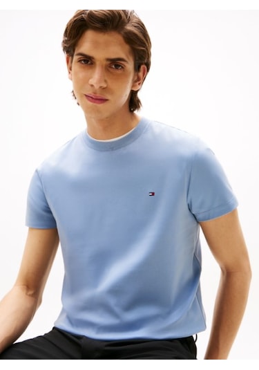 Tommy Hilfiger Klasik Sıfır Yaka T-shirt Açik Mavi