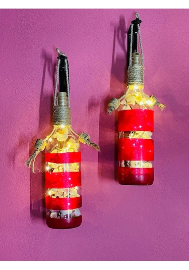 Led Işıklı Şık Tasarım Kırmızı 2li Set Kırmızı